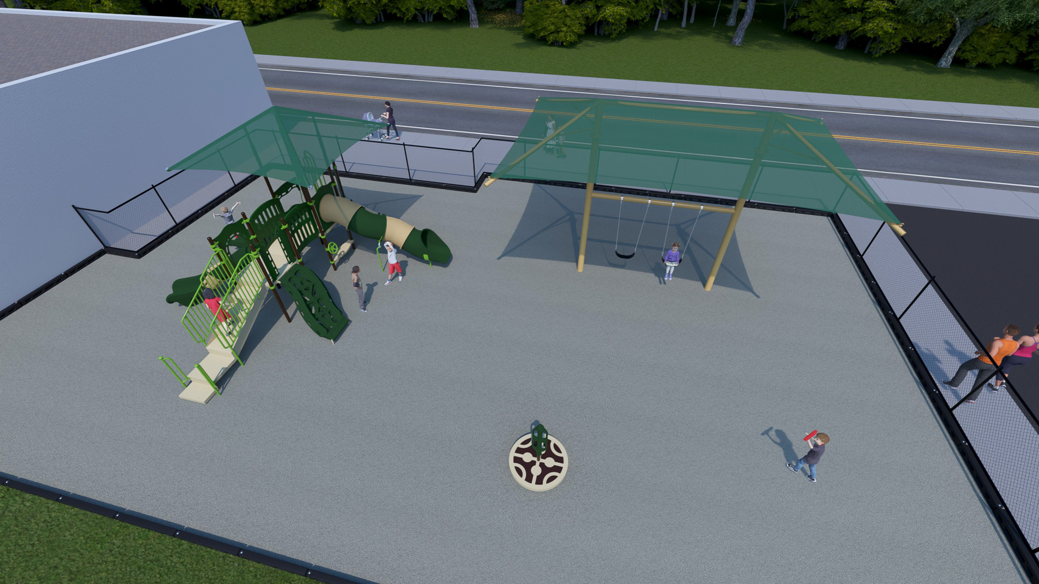 Aerial view rendering of the proposed Camp Hill Early Intervention playground